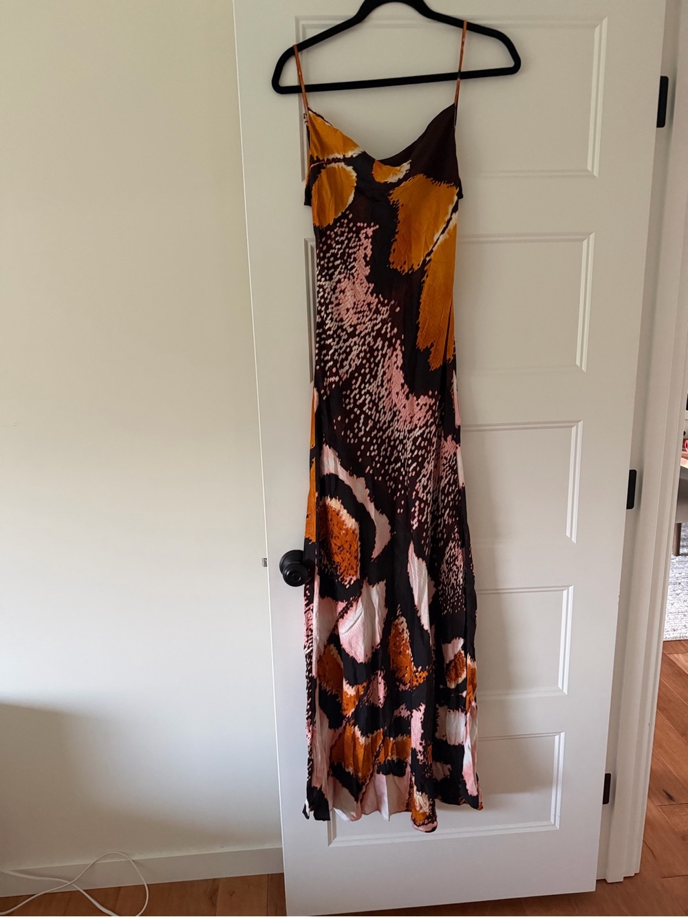 Chufy Abstract Slip Maxi Dress in Pink, Orange & Black size medium